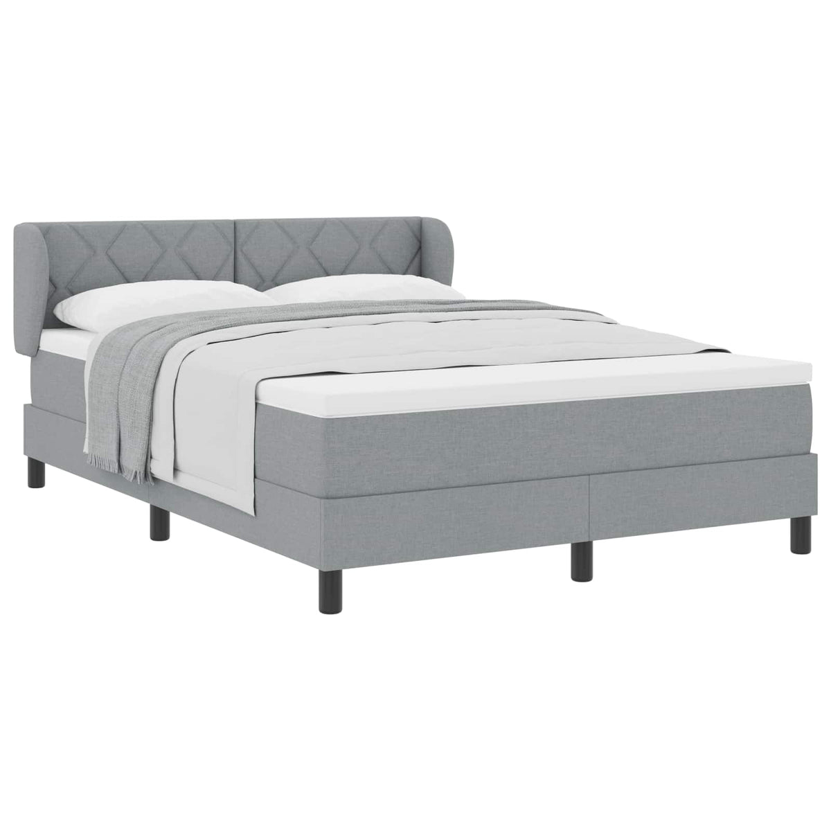 Box spring seng med hovedgærde Lysegrå 140 x 200 cm Stof