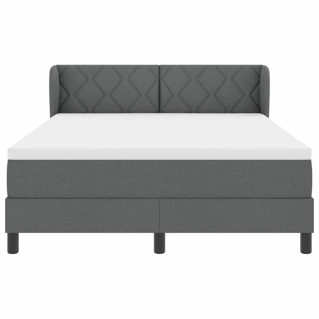 Box spring seng med hovedgærde Mørkegrå 140 x 200 cm Stof