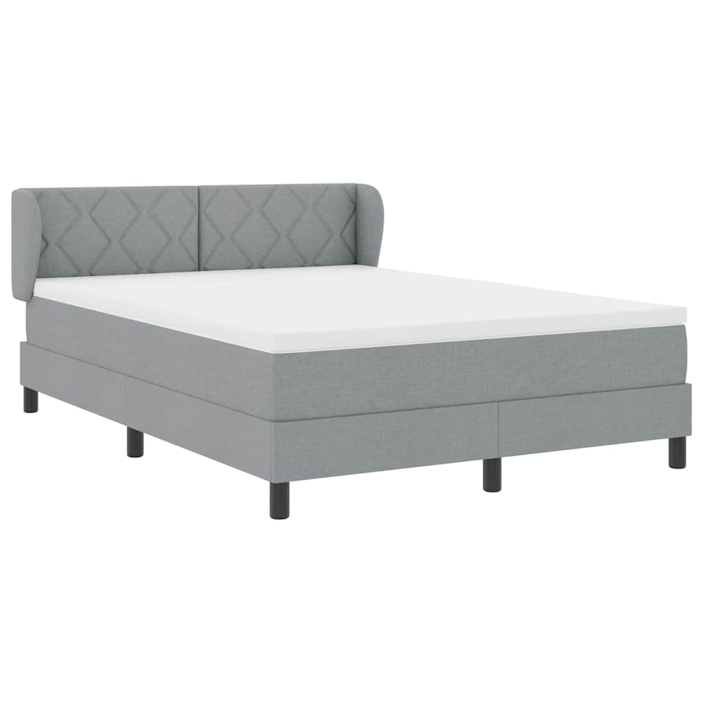 Box spring seng med hovedgærde Lysegrå 160 x 200 cm Stof