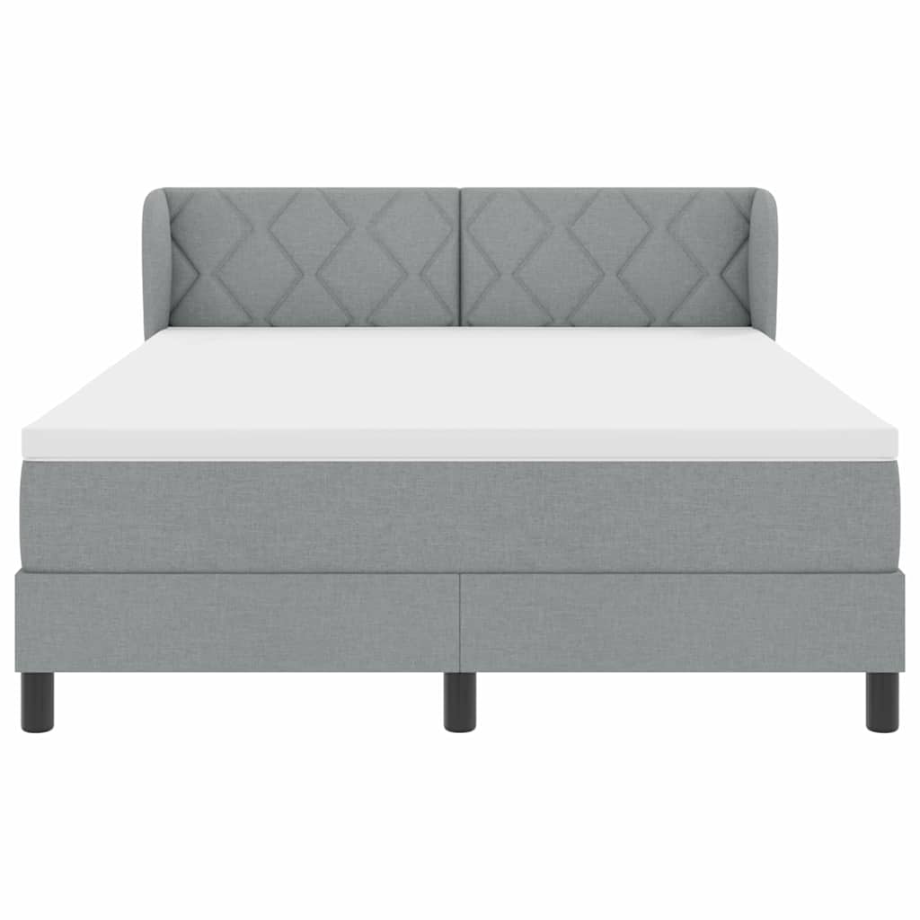 Box spring seng med hovedgærde Lysegrå 160 x 200 cm Stof