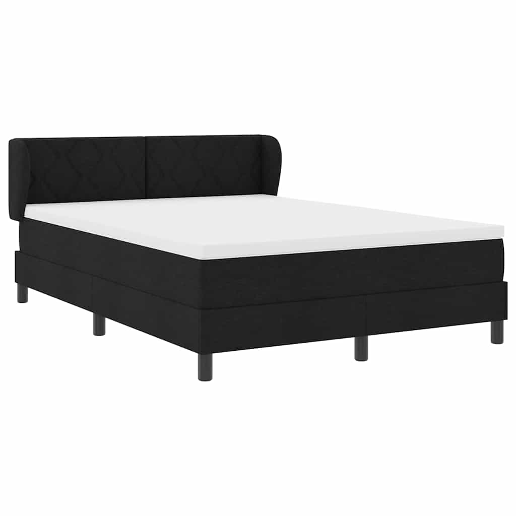 Box spring seng med hovedgærde Sort 160 x 200 cm Stof