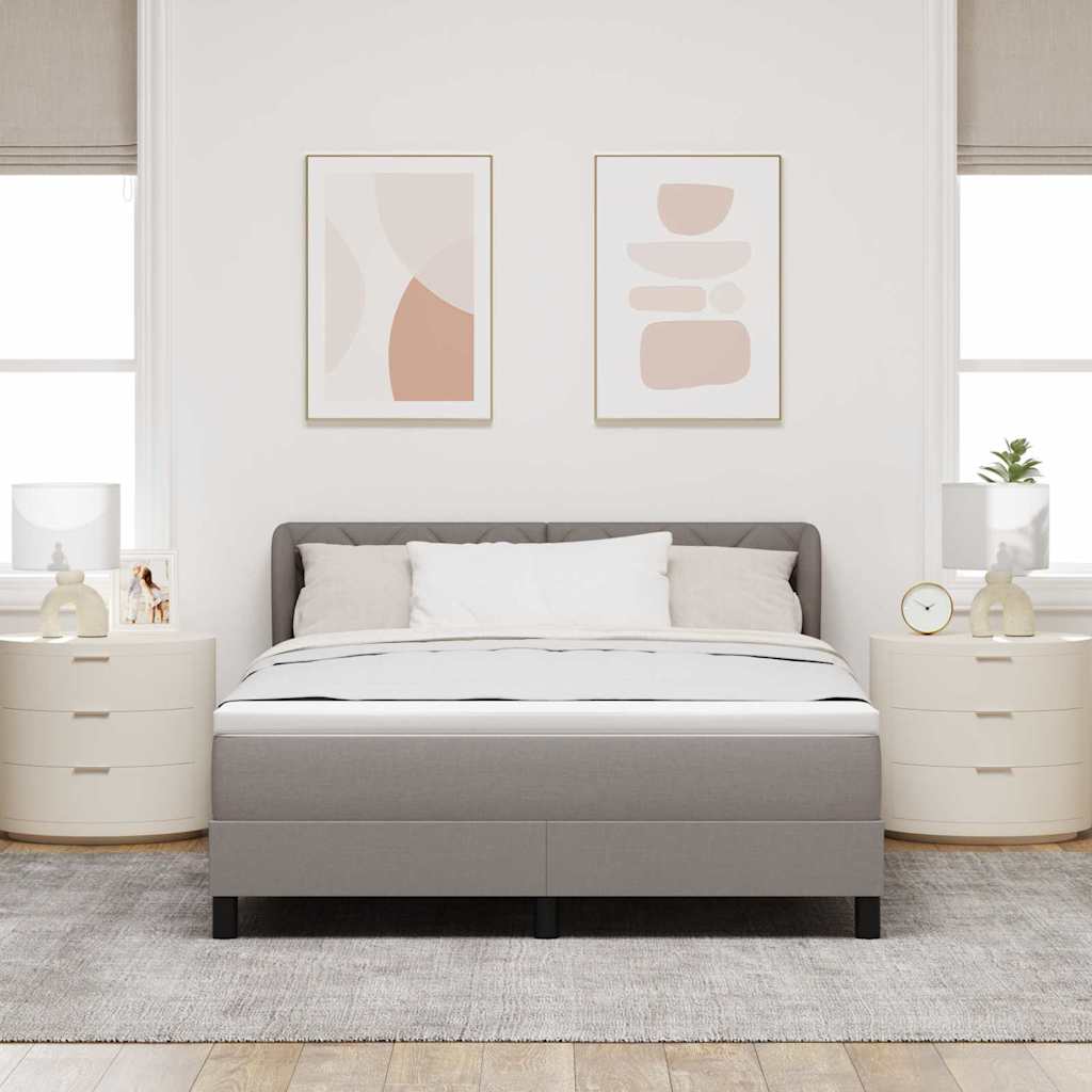 Box spring seng med hovedgærde Gråbrun 160 x 200 cm Stof