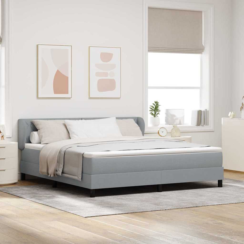 Box spring seng med hovedgærde Lysegrå 180 x 200 cm Stof