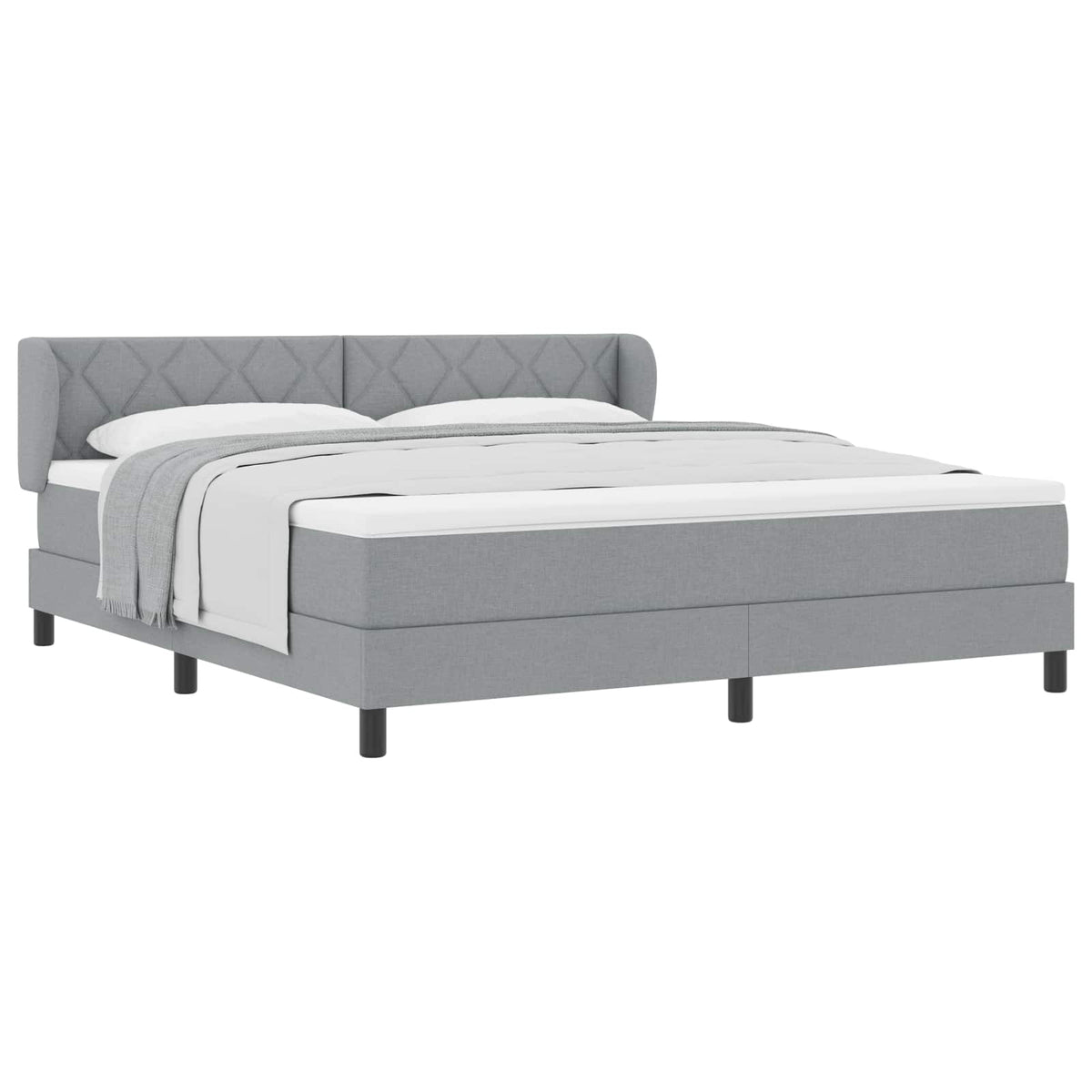 Box spring seng med hovedgærde Lysegrå 180 x 200 cm Stof