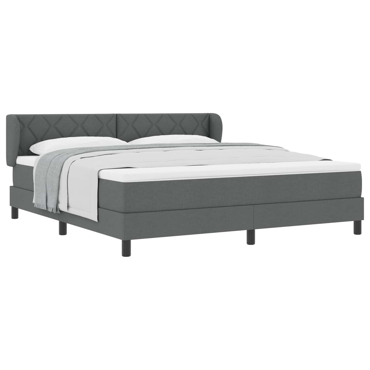 Box spring seng med hovedgærde Mørkegrå 180 x 200 cm Stof