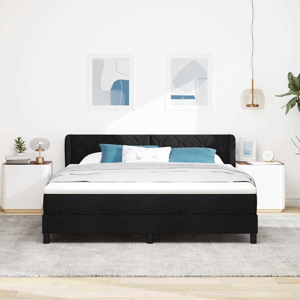 Box spring seng med hovedgærde Sort 180 x 200 cm Stof
