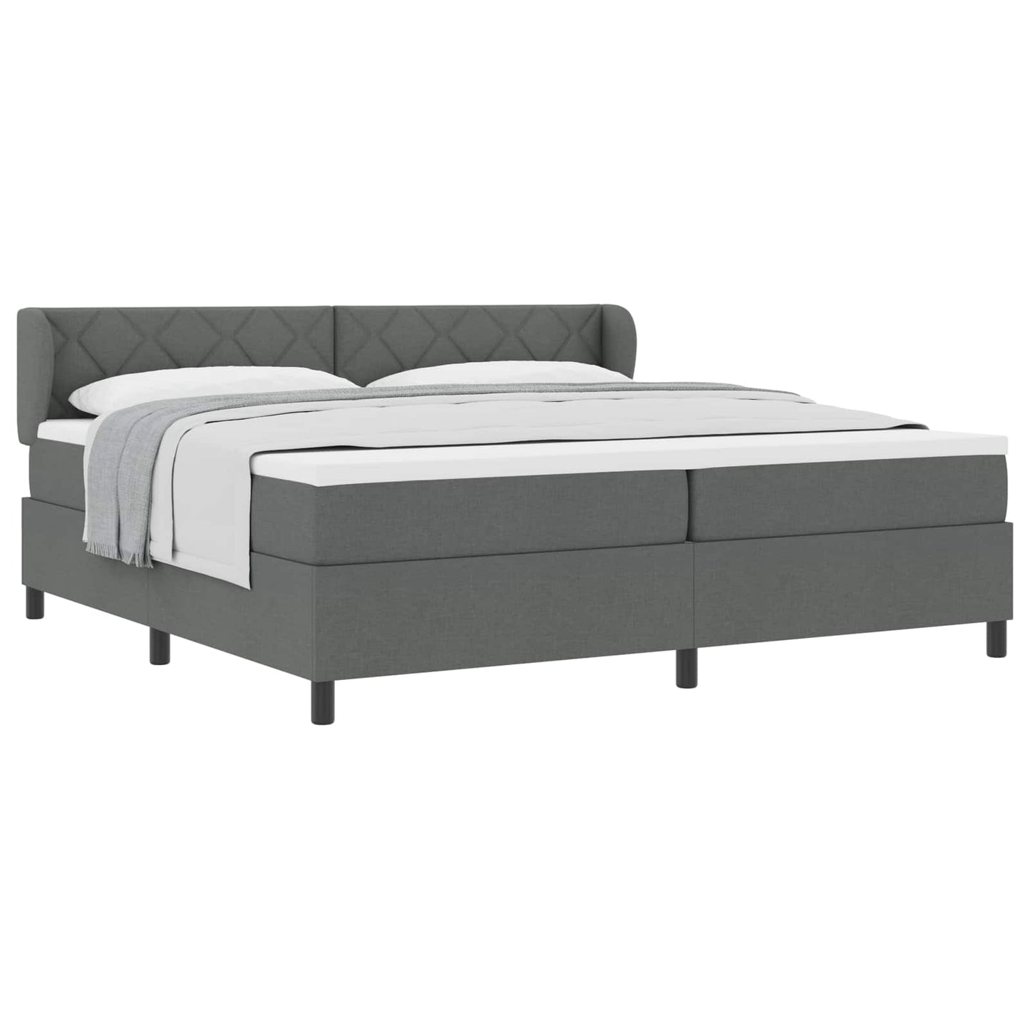 Box spring seng med hovedgærde Mørkegrå 200 x 200 cm Stof