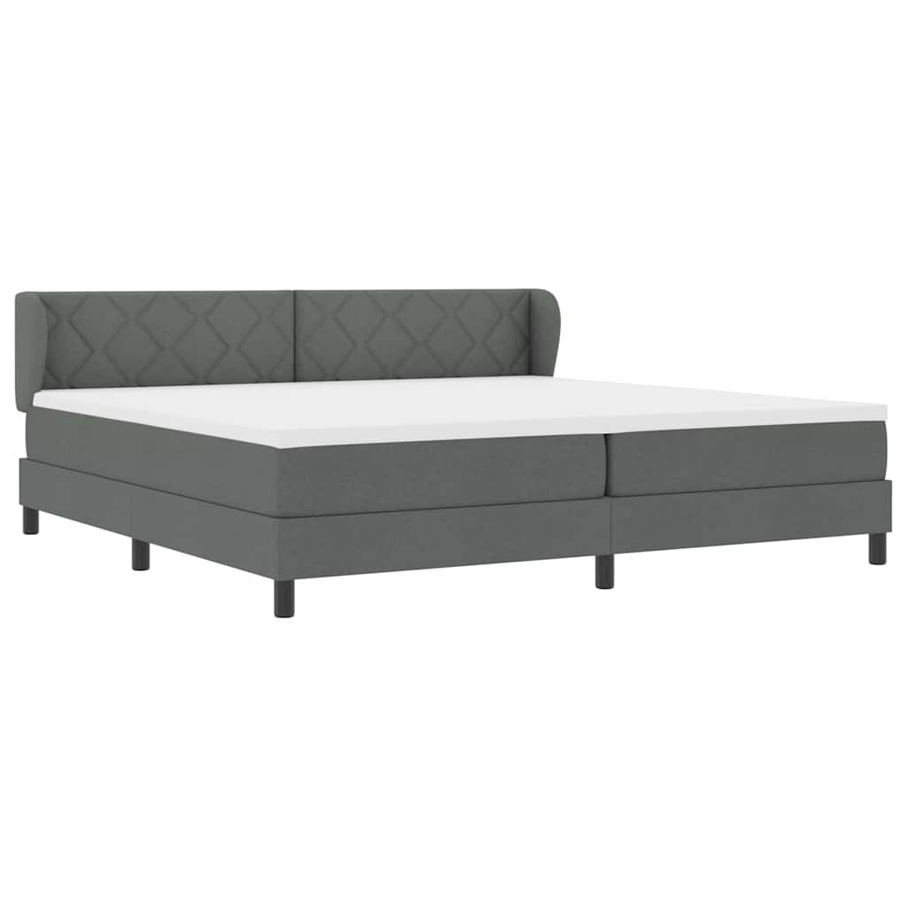 Box spring seng med hovedgærde Mørkegrå 200 x 200 cm Stof