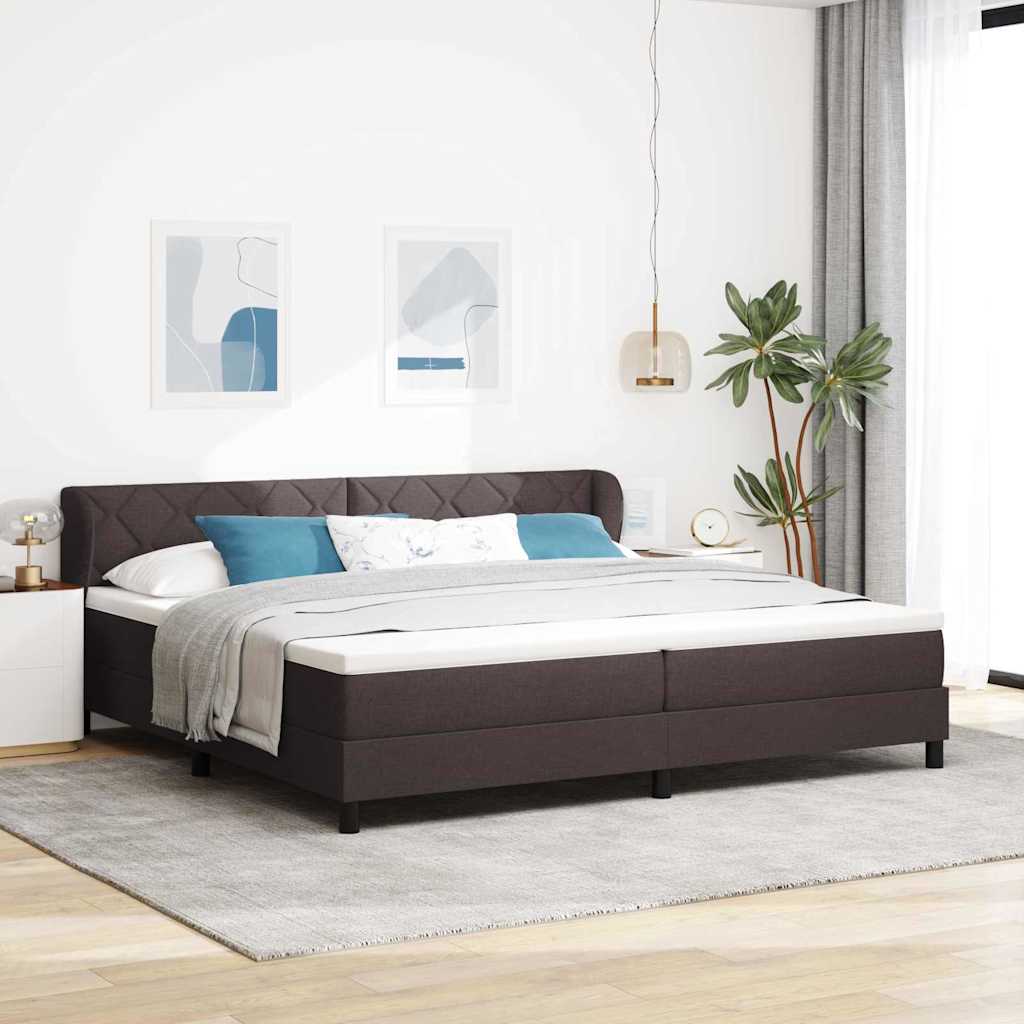 Box spring seng med hovedgærde Mørk Brun 200 x 200 cm Stof