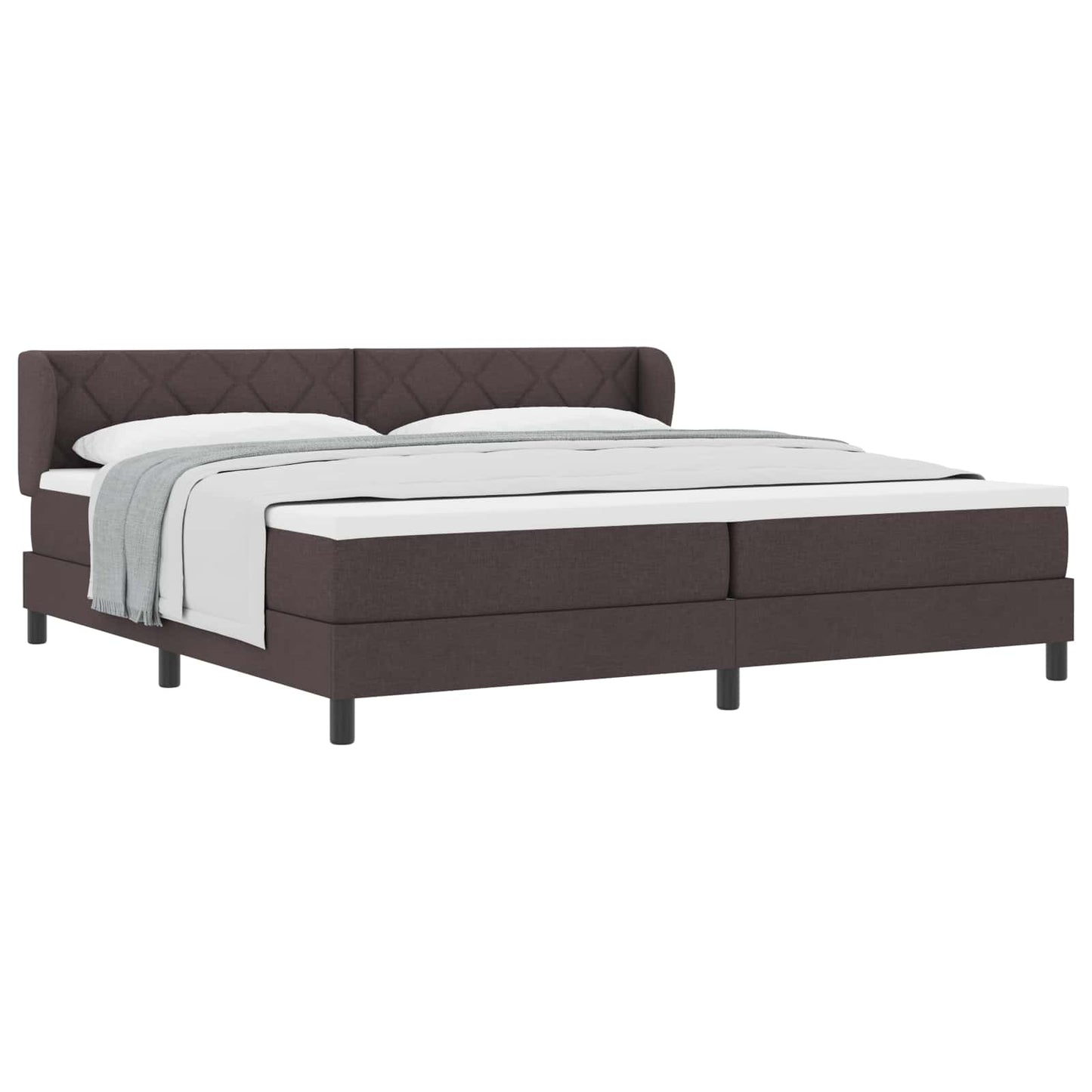 Box spring seng med hovedgærde Mørk Brun 200 x 200 cm Stof