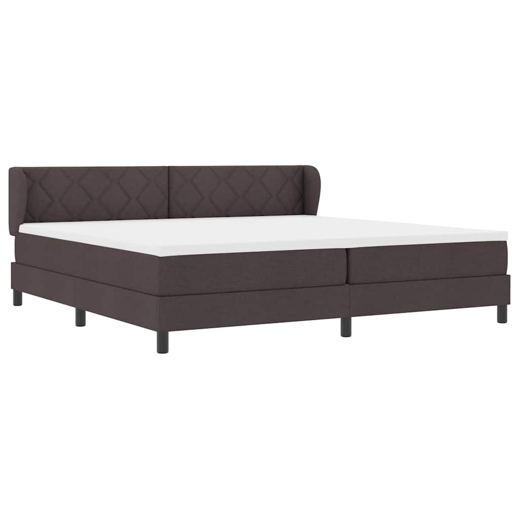Box spring seng med hovedgærde Mørk Brun 200 x 200 cm Stof