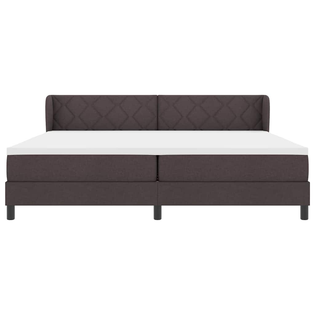 Box spring seng med hovedgærde Mørk Brun 200 x 200 cm Stof