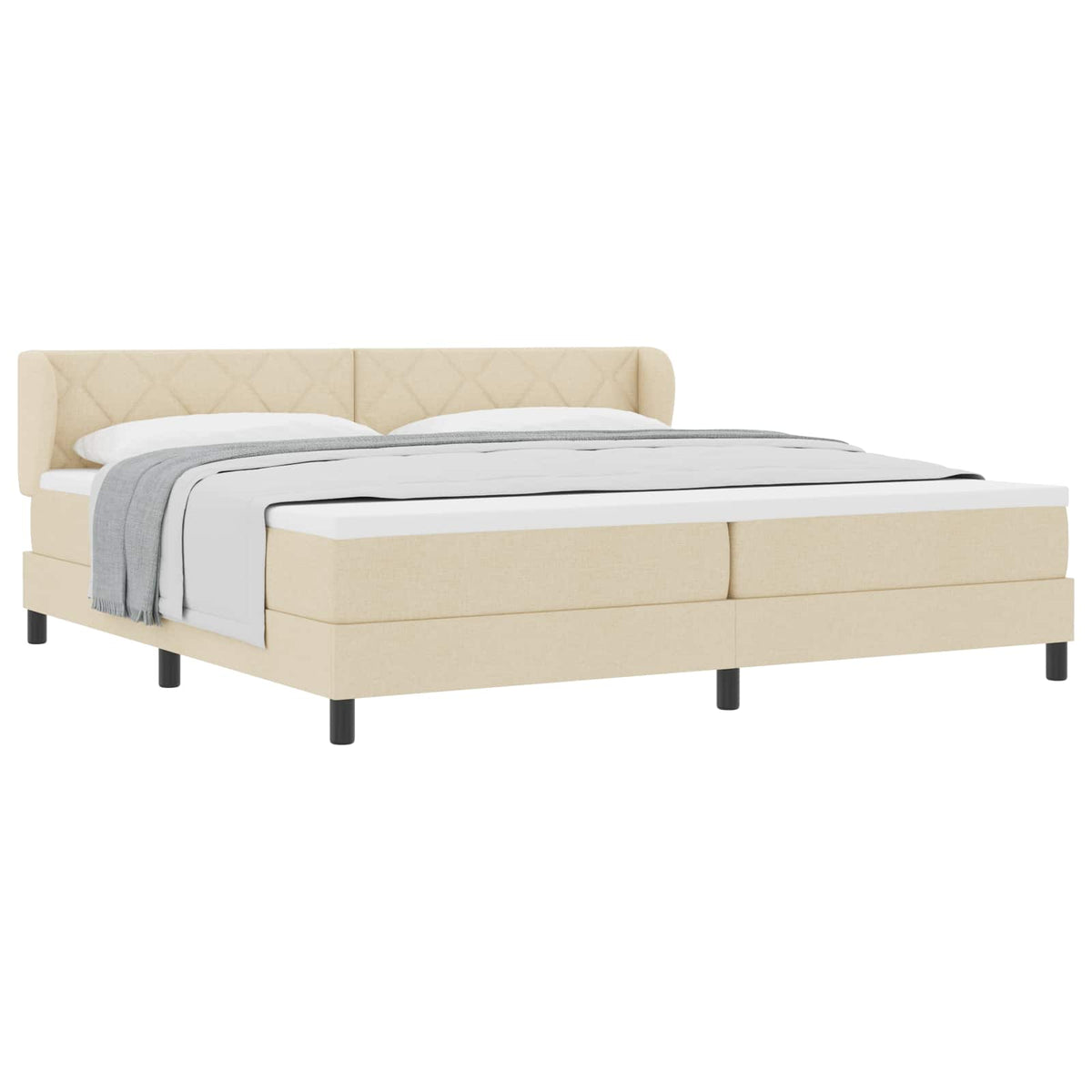 Box spring seng med hovedgærde Creme 200 x 200 cm Stof