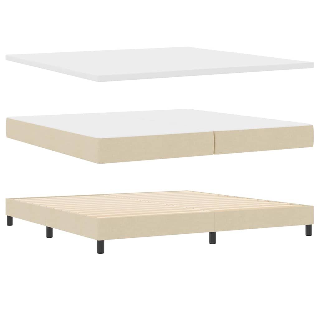 Box spring seng med hovedgærde Creme 200 x 200 cm Stof