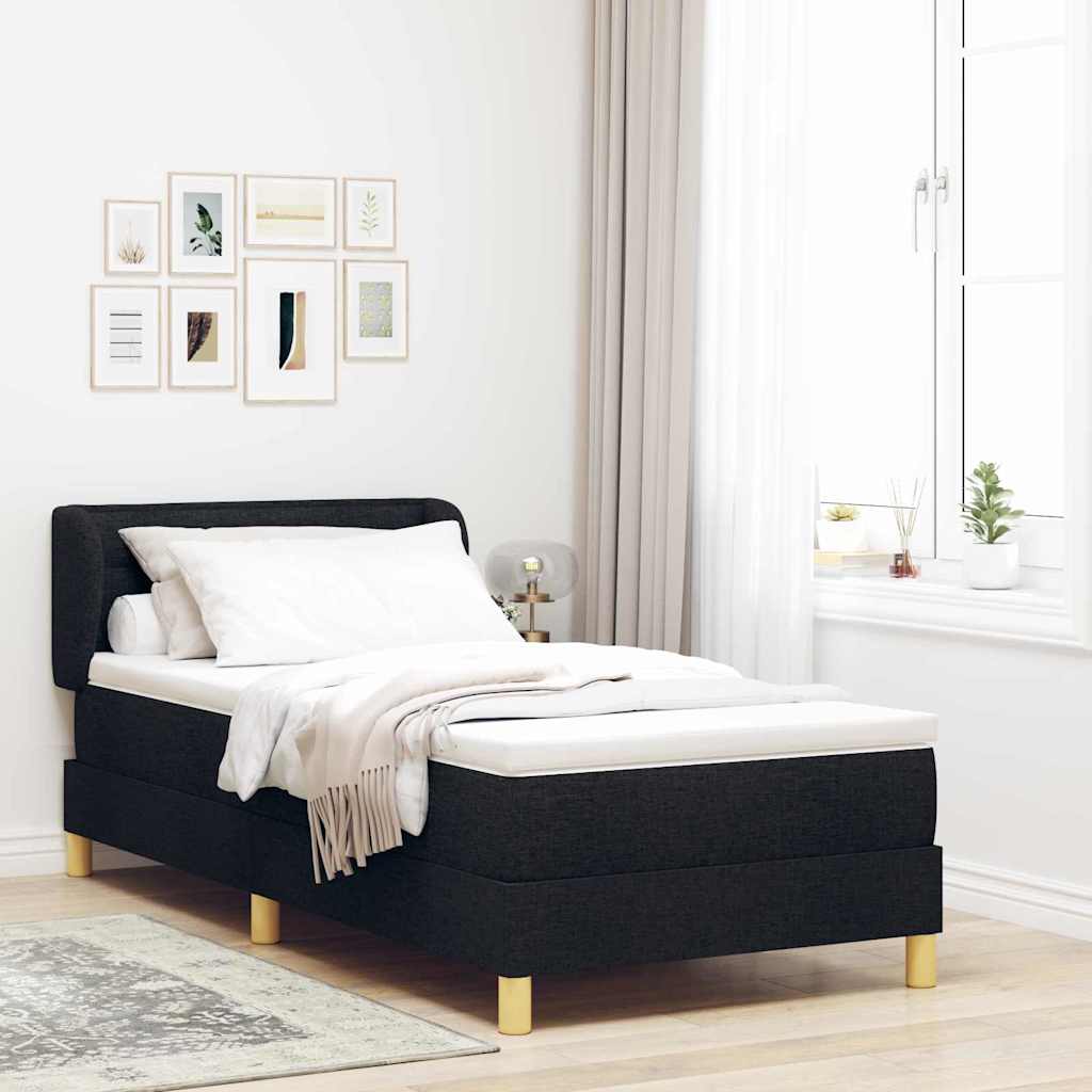 Box spring seng med madras med hovedgærde Sort 80 x 200 cm Stof