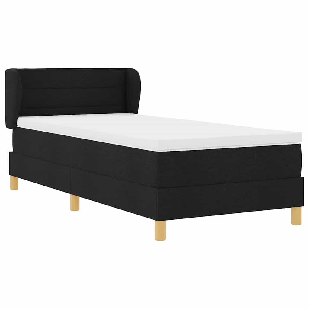 Box spring seng med madras med hovedgærde Sort 80 x 200 cm Stof