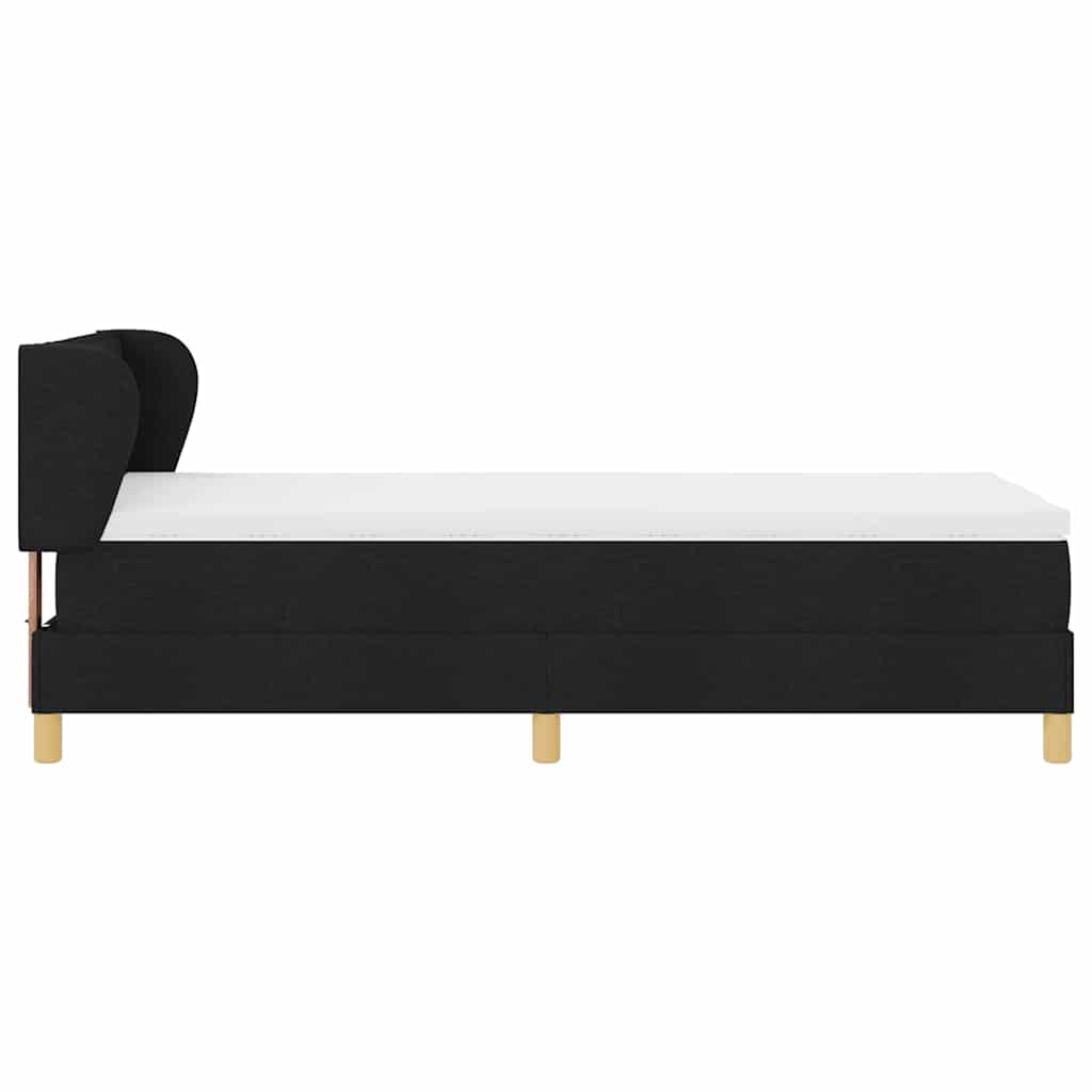 Box spring seng med madras med hovedgærde Sort 80 x 200 cm Stof