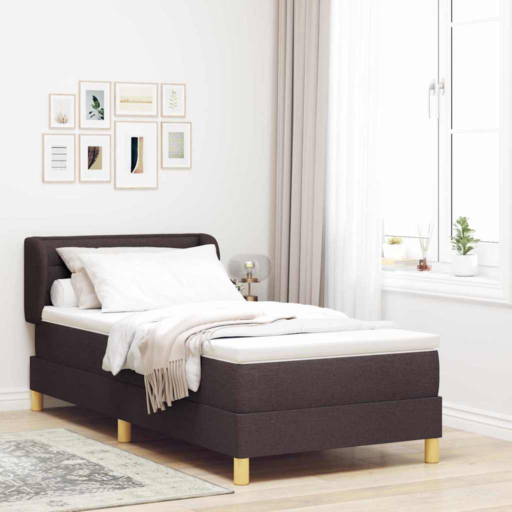 Box spring seng med madras Mørk Brun 90 x 190 cm Stof