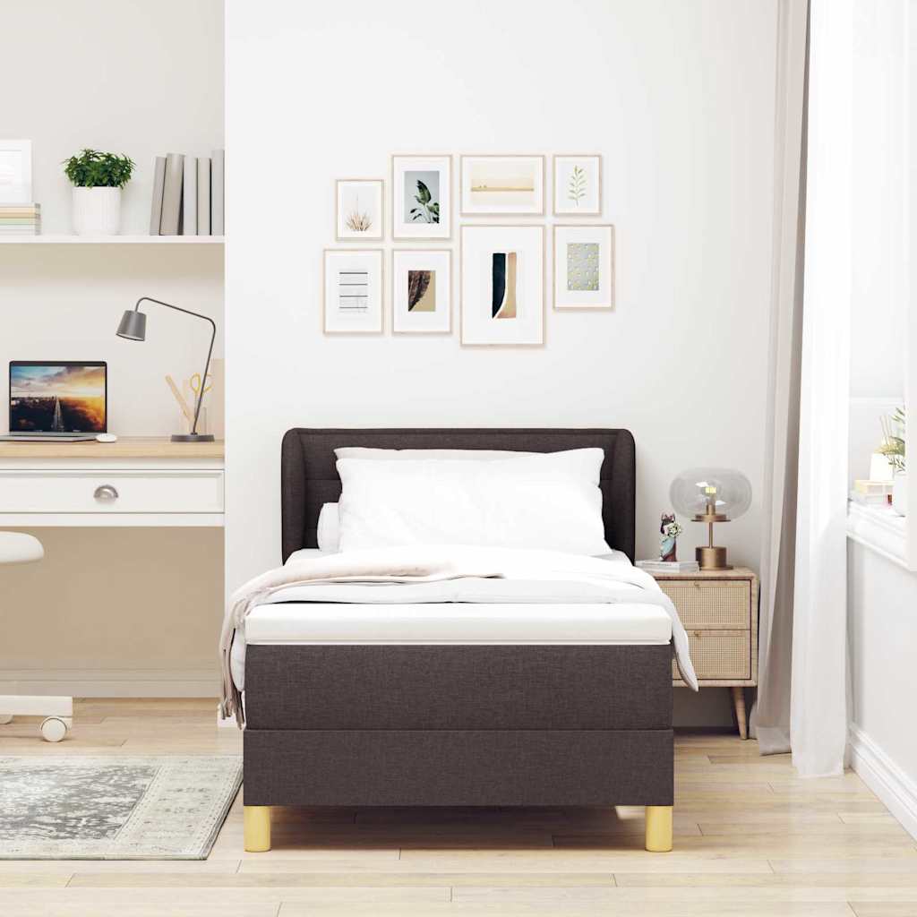 Box spring seng med madras Mørk Brun 90 x 190 cm Stof