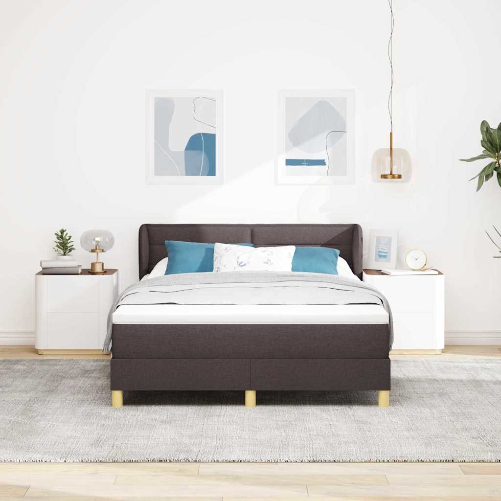 Box spring seng med madras Mørk Brun 140 x 190 cm Stof