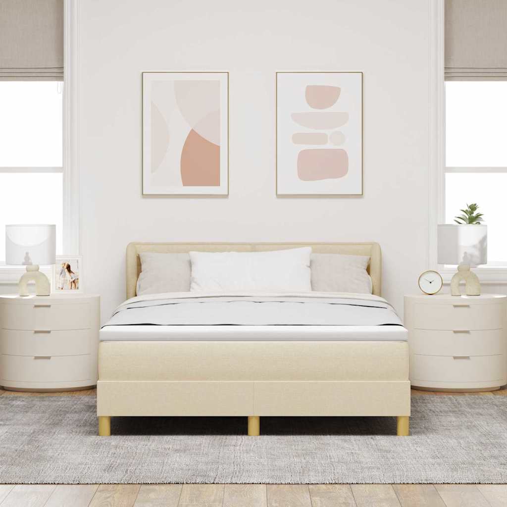 Box spring seng med madras Creme 140 x 190 cm Stof