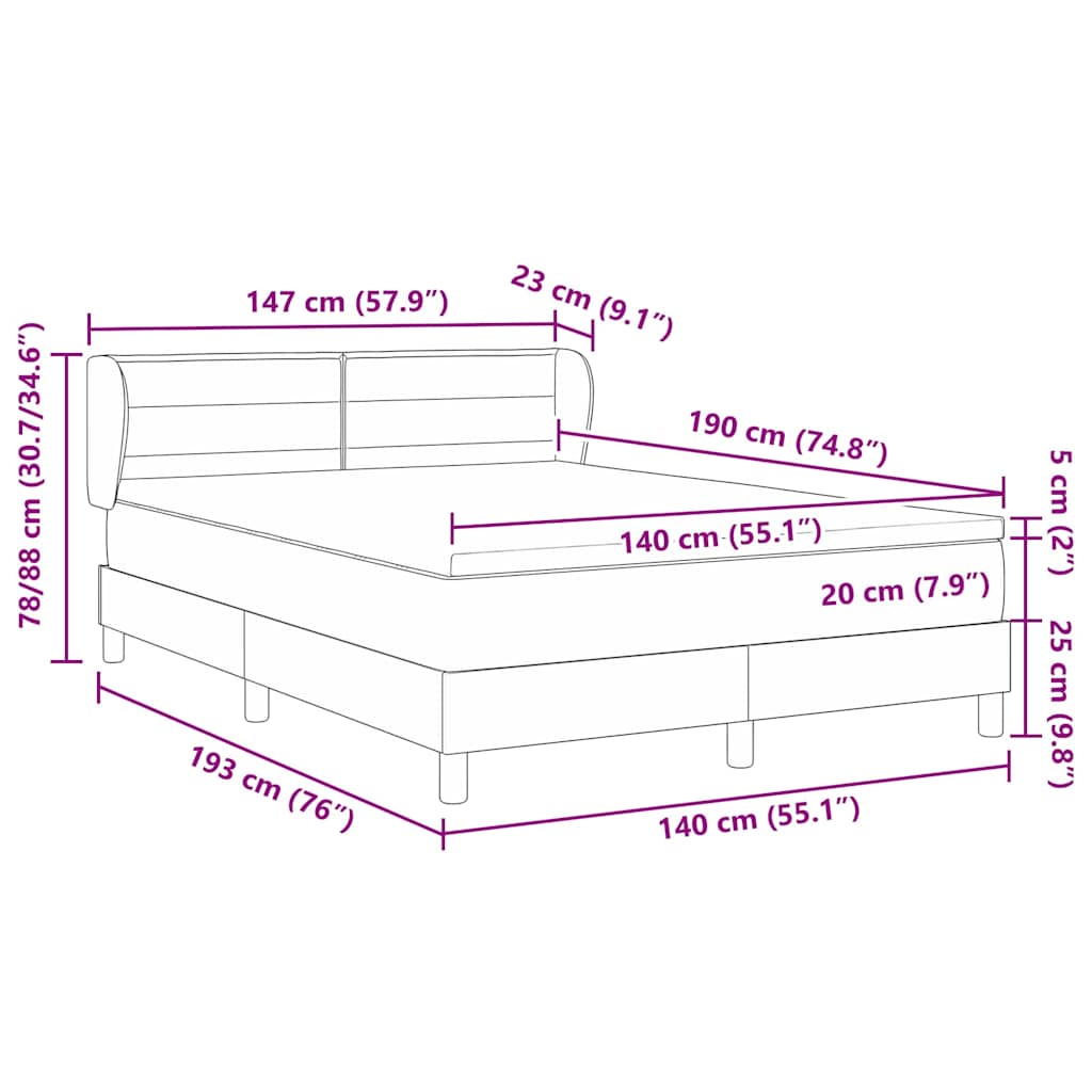Box spring seng med madras Creme 140 x 190 cm Stof