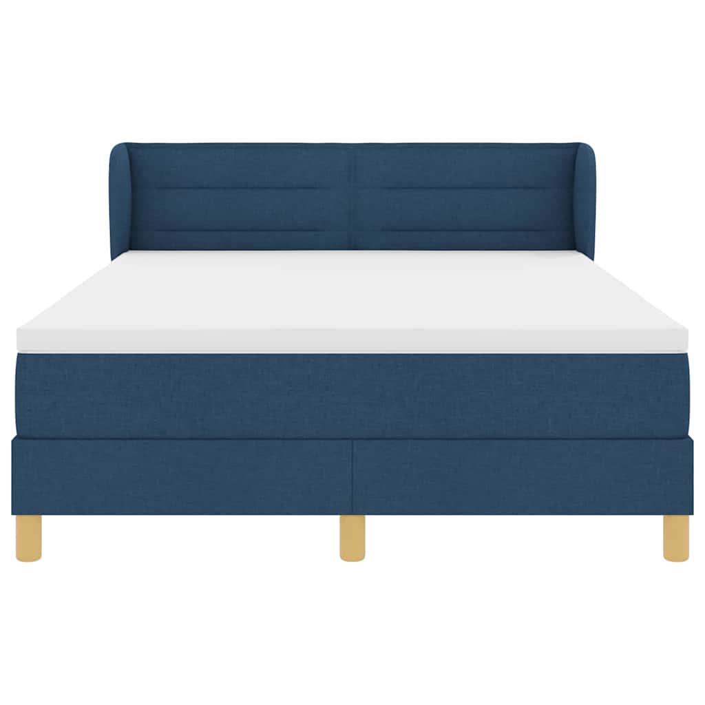 Box spring seng med madras med hovedgærde Blå 140 x 190 cm Stof