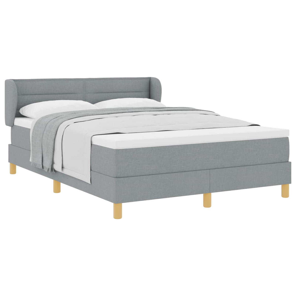 Box spring seng med madras Lysegrå 160 x 200 cm Stof
