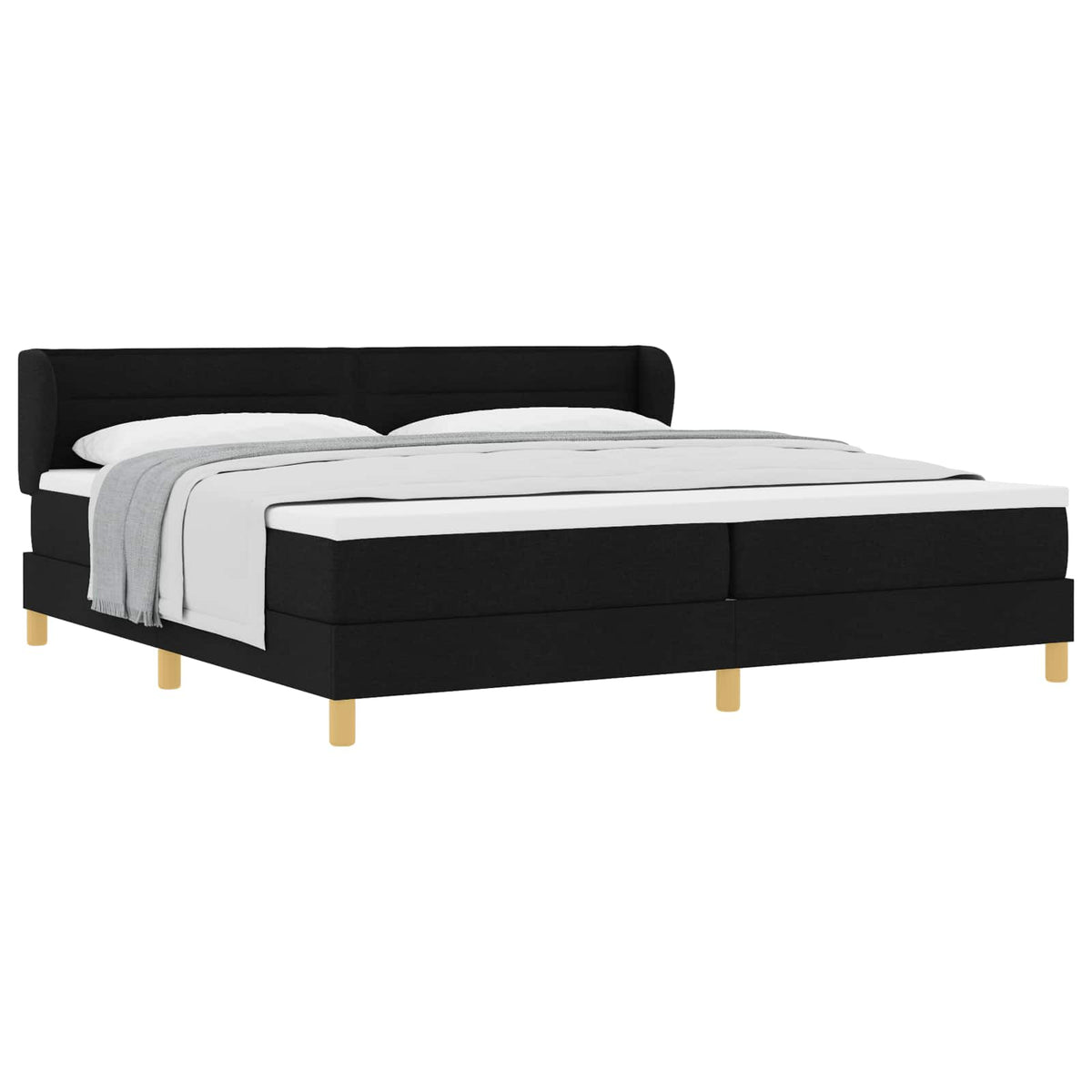 Box spring seng med madras Sort 200 x 200 cm Stof