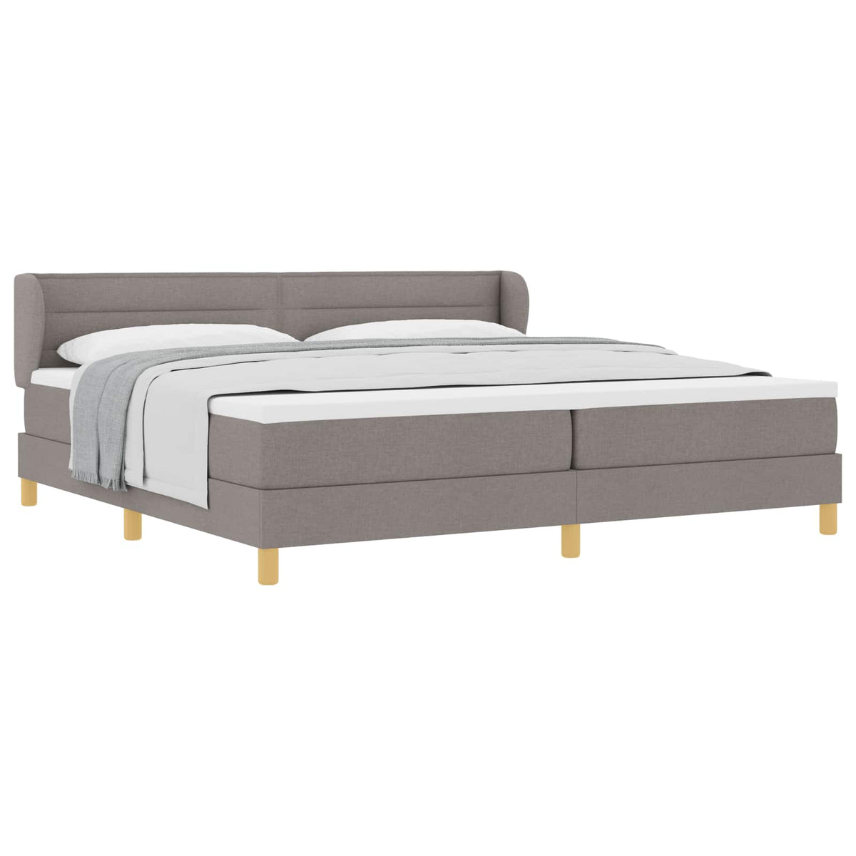 Box spring seng med hovedgærde Gråbrun 200 x 200 cm Stof