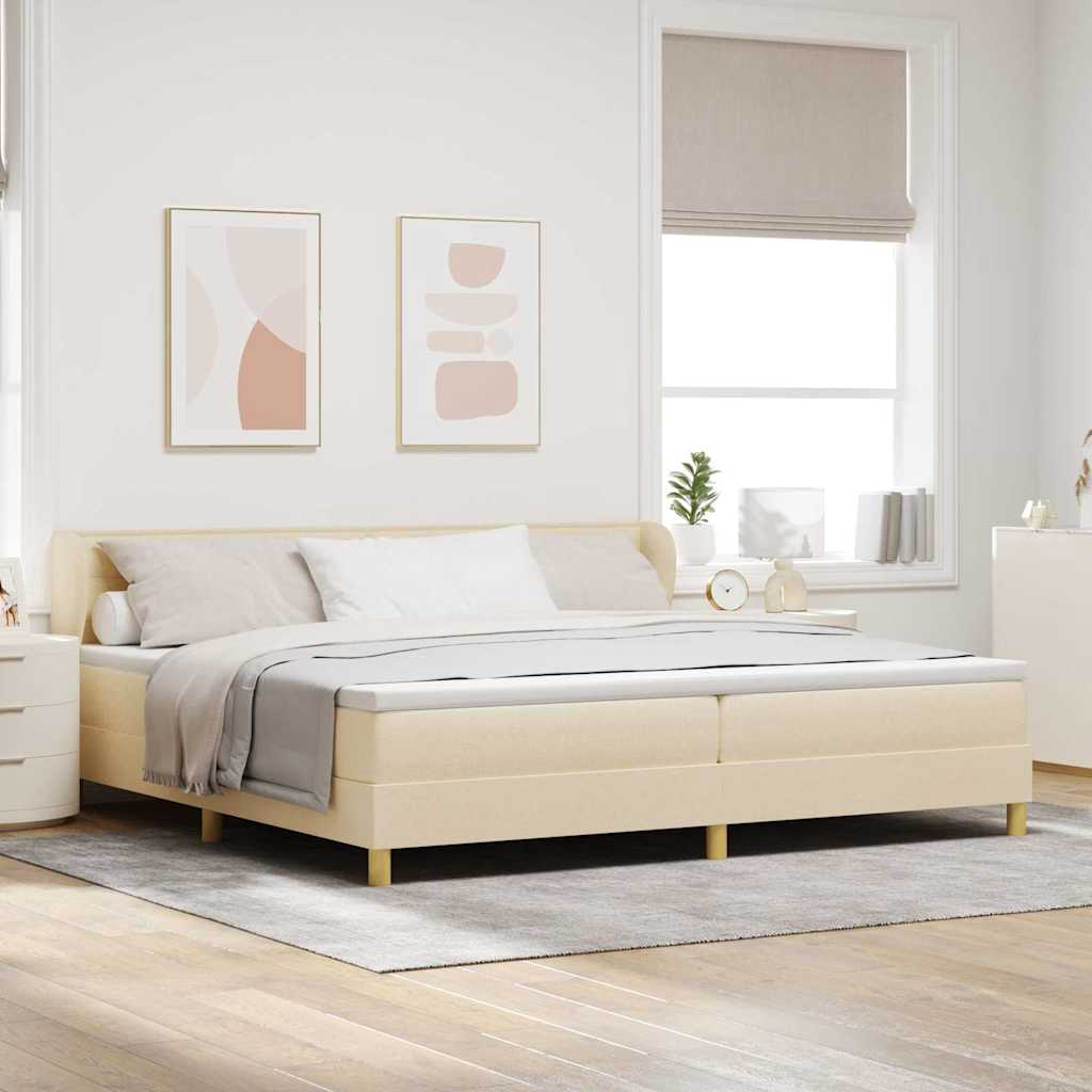 Box spring seng med madras Creme 200 x 200 cm Stof