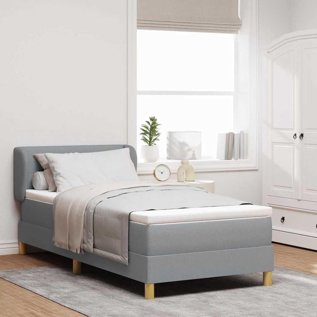 Box spring seng med hovedgærde Lysegrå 80 x 200 cm Stof