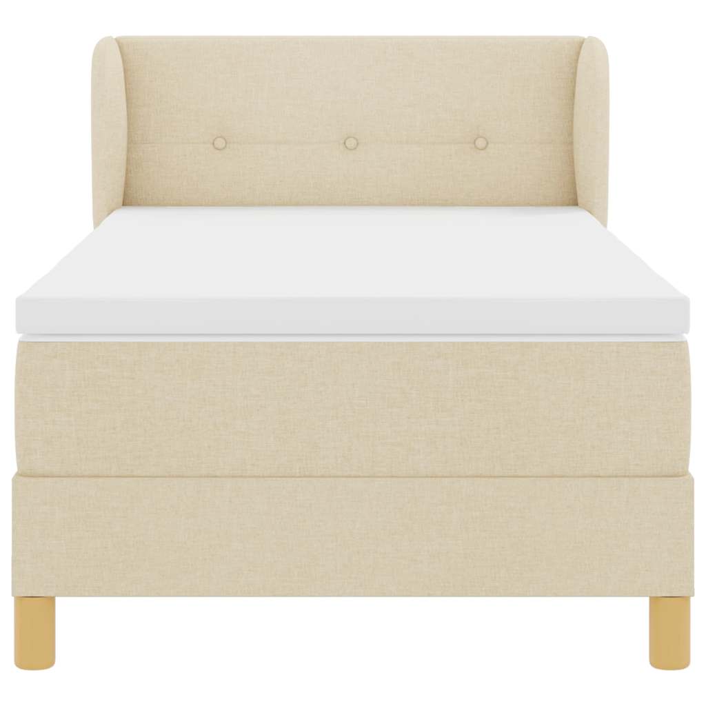 Box spring seng med hovedgærde Creme 80 x 200 cm Stof