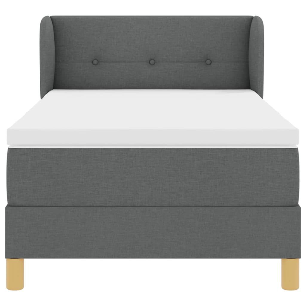 Box spring seng med hovedgærde Mørkegrå 90 x 190 cm Stof