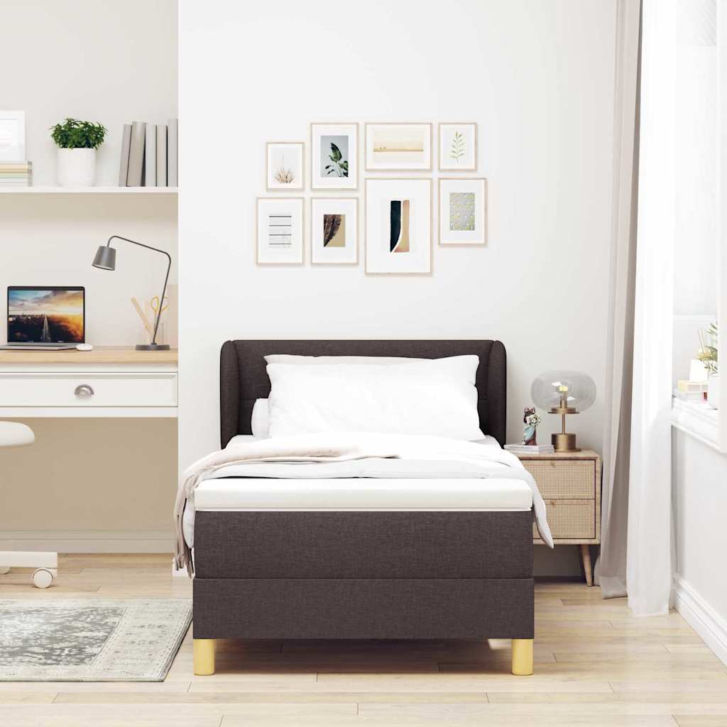 Box spring seng med hovedgærde Mørk Brun 90 x 190 cm Stof