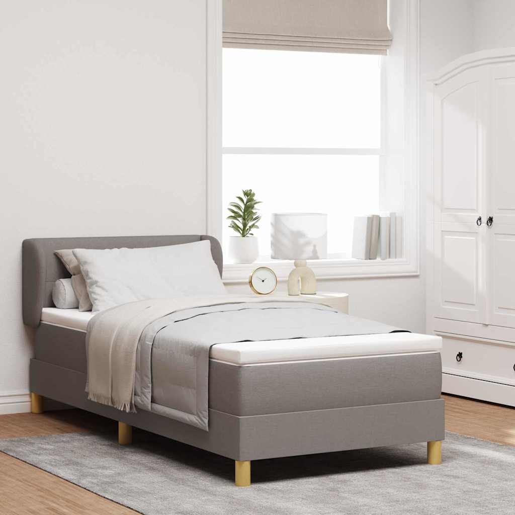 Box spring seng med hovedgærde Gråbrun 90 x 190 cm Stof