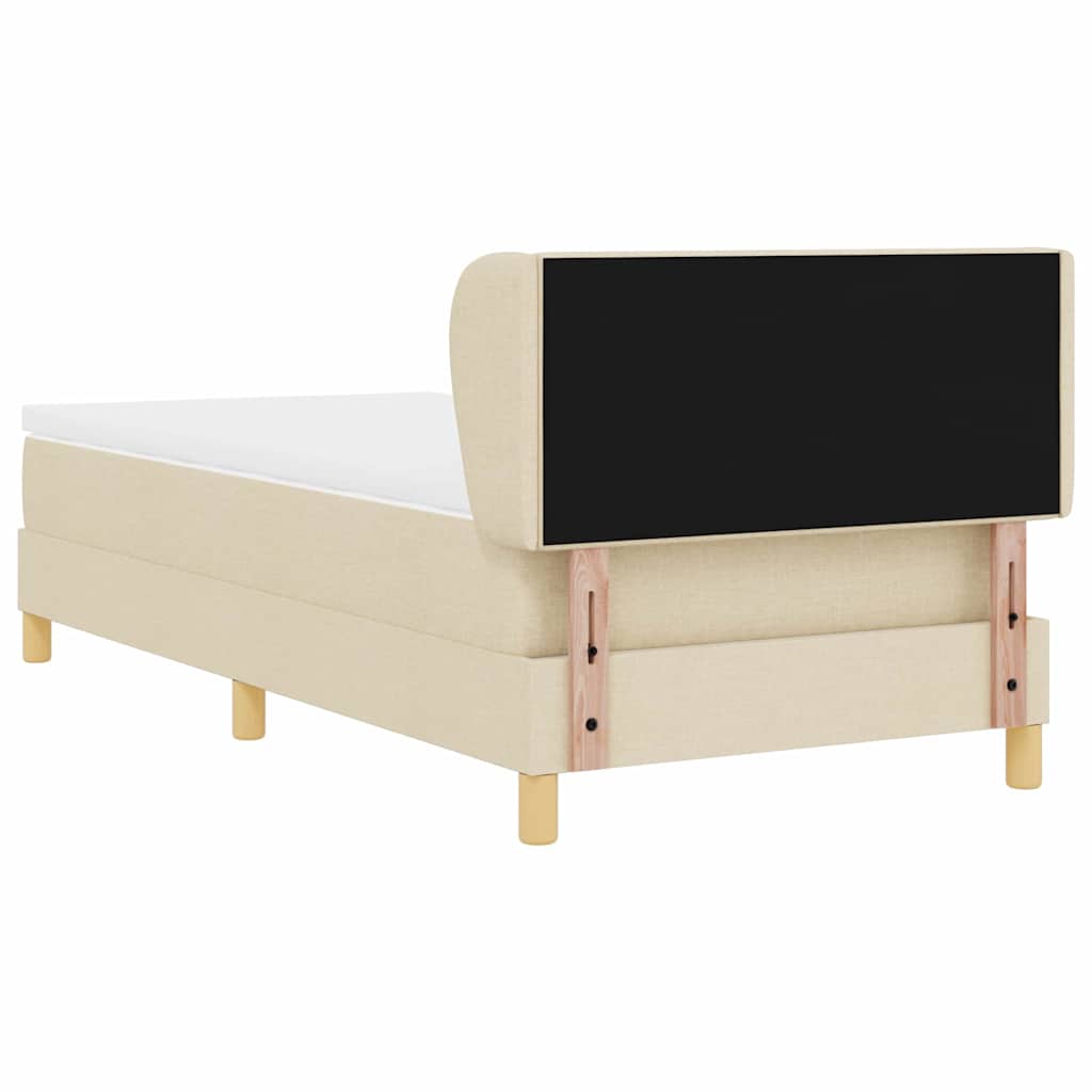 Box spring seng med hovedgærde Creme 90 x 190 cm Stof