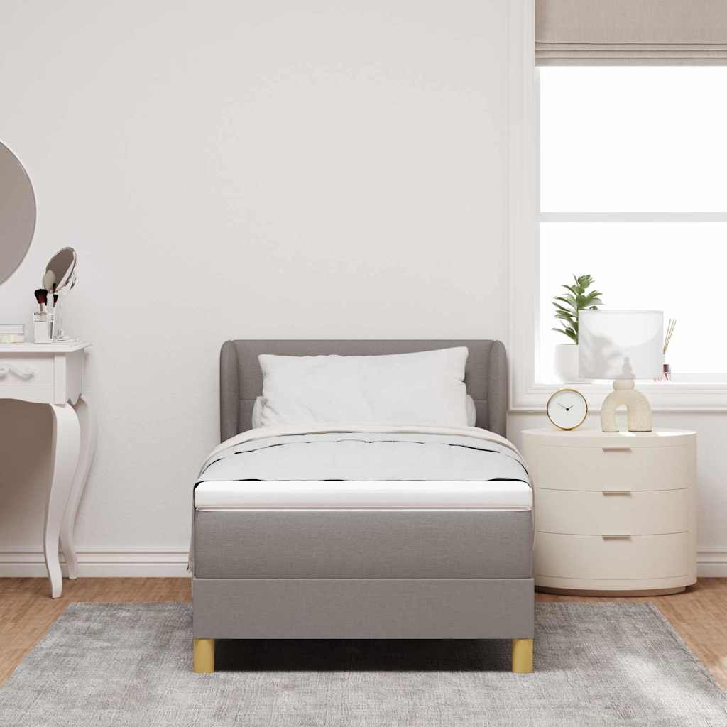 Box spring seng med hovedgærde Gråbrun 90 x 200 cm Stof