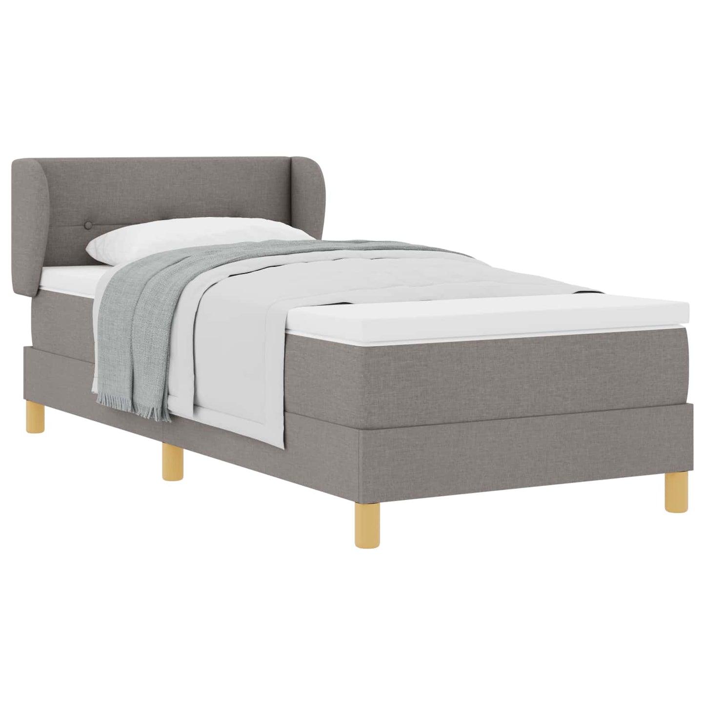 Box spring seng med hovedgærde Gråbrun 90 x 200 cm Stof