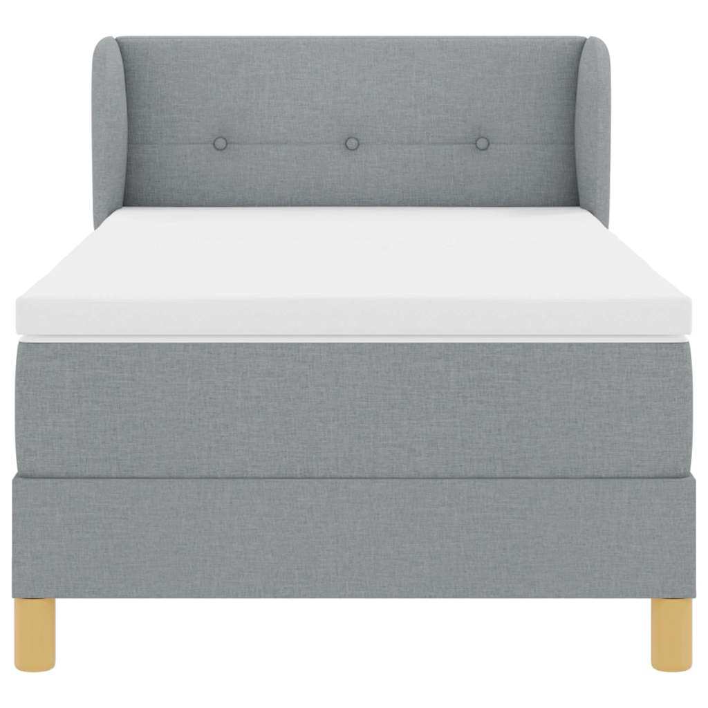 Box spring seng med hovedgærde Lysegrå 100 x 200 cm Stof