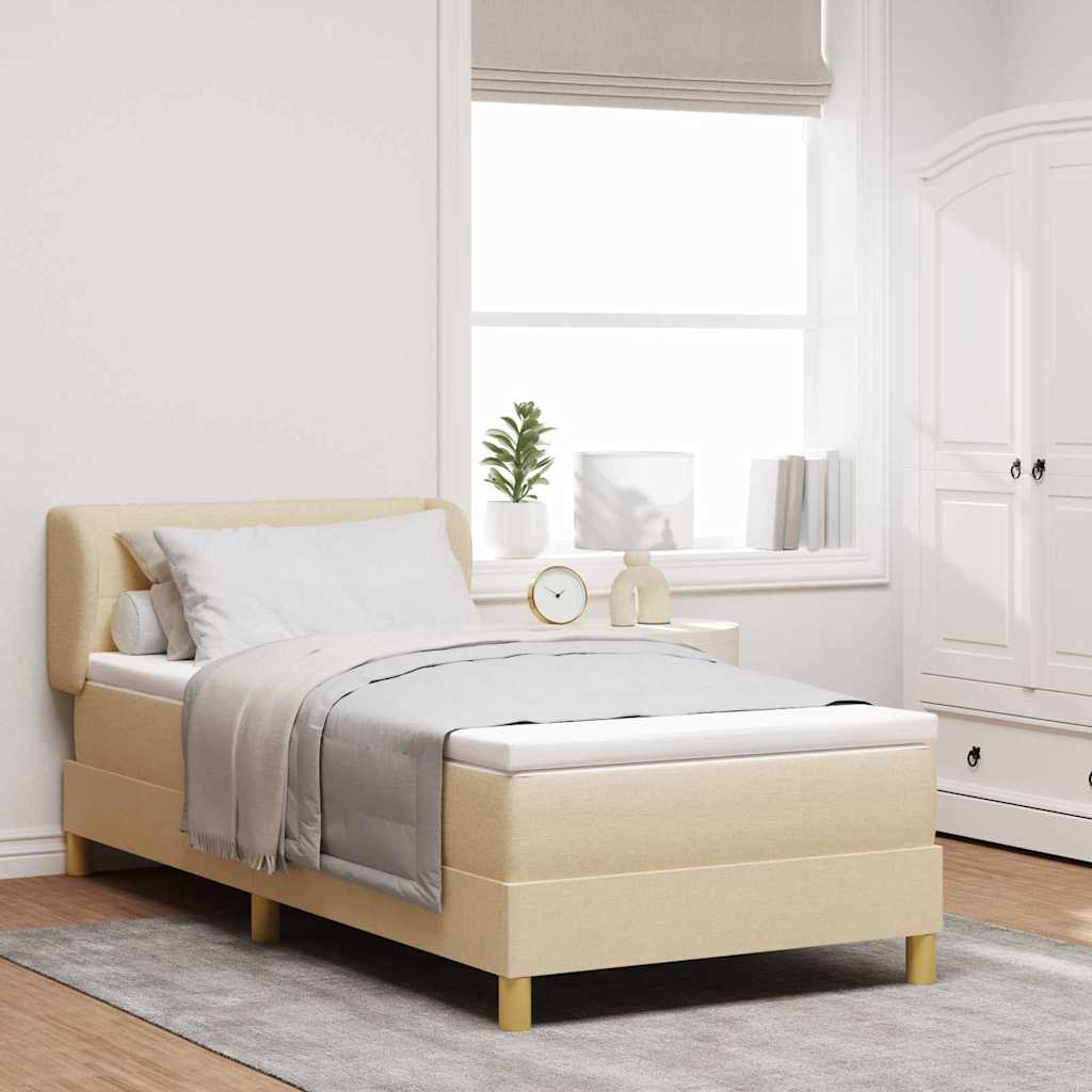 Kontinentalseng med justerbar hovedgavl creme 100 x 200 cm stof