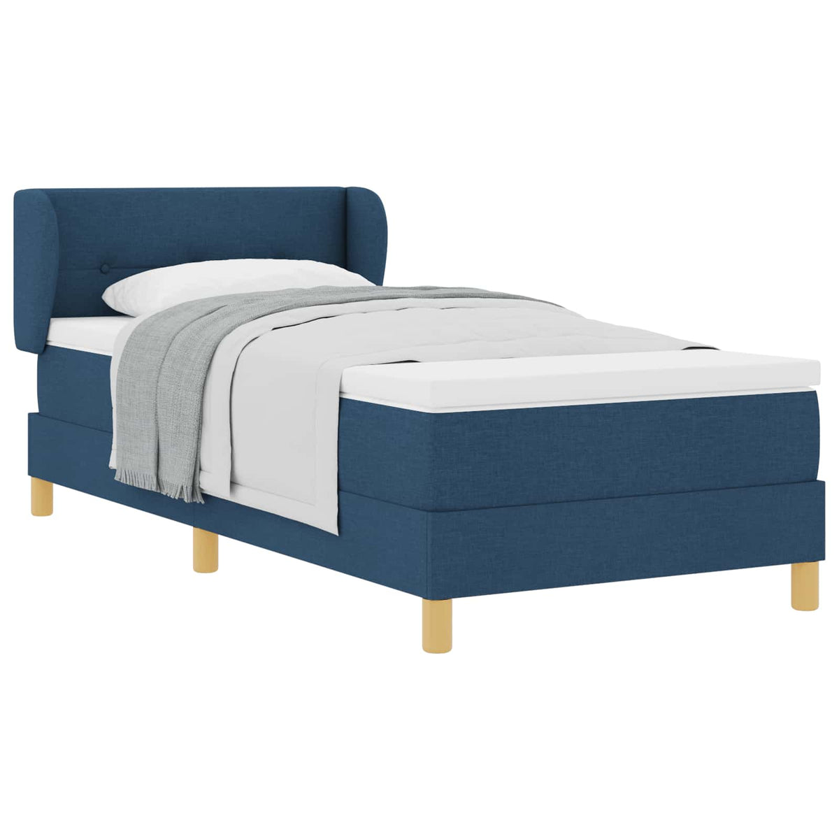 Box spring seng med hovedgærde Blå 100 x 200 cm Stof