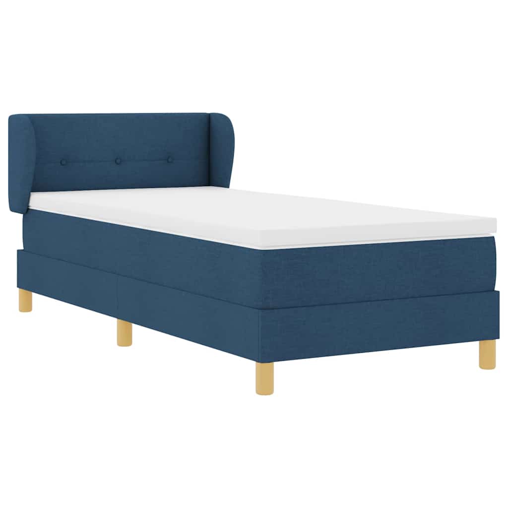 Box spring seng med hovedgærde Blå 100 x 200 cm Stof