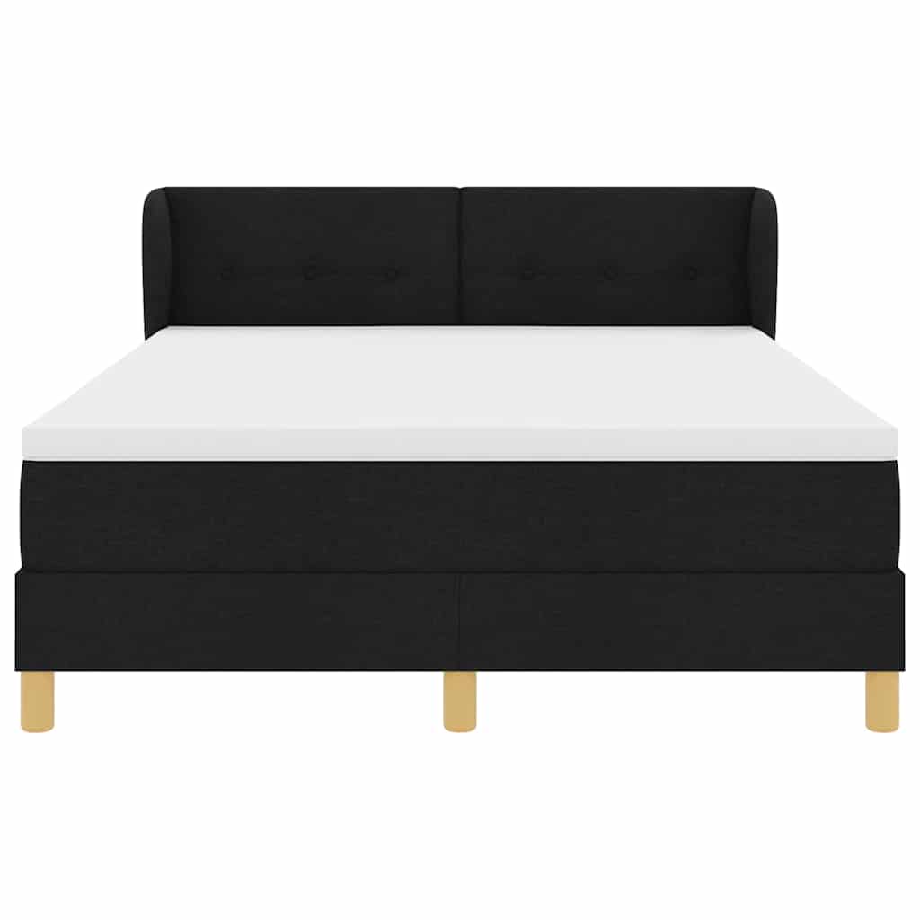 Box spring seng med hovedgærde Sort 140 x 190 cm Stof