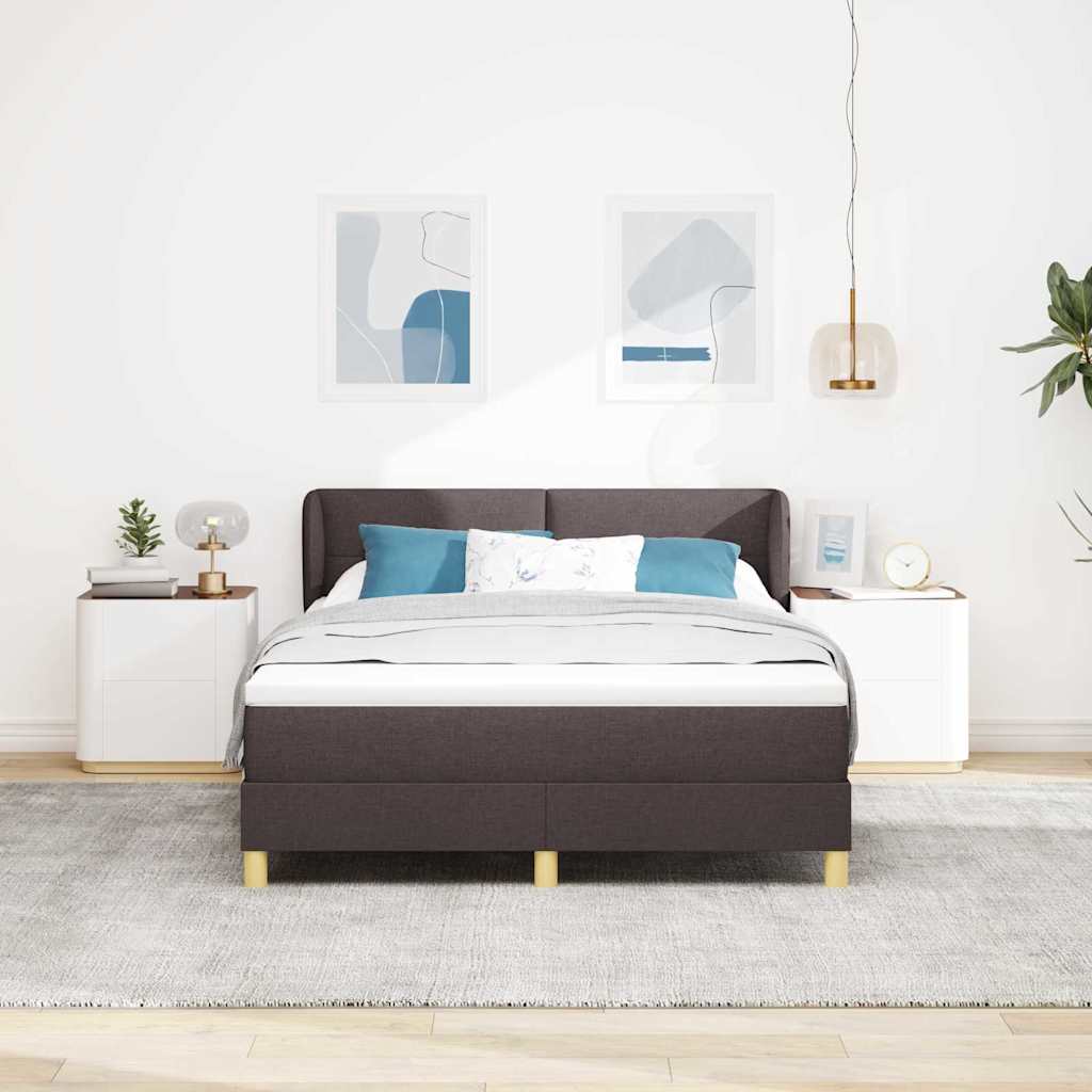 Box spring seng med hovedgærde Mørk Brun 140 x 190 cm Stof