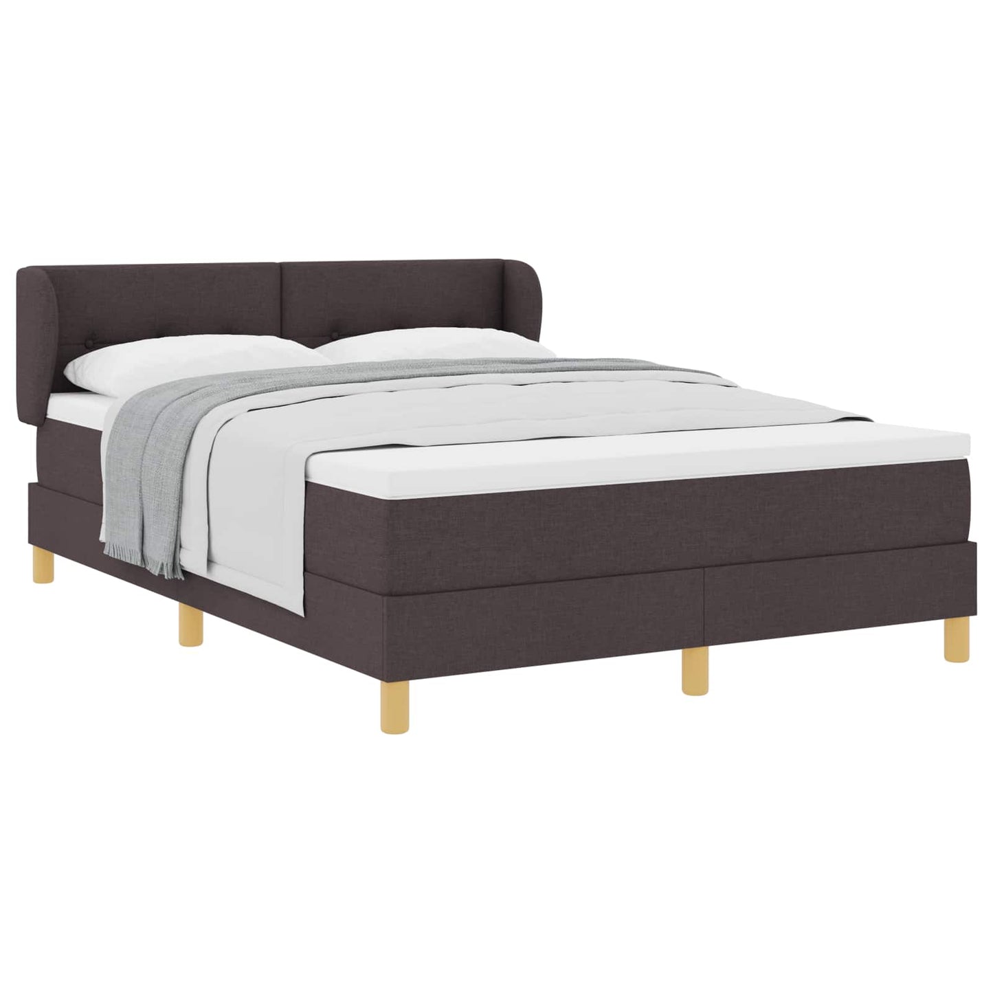 Box spring seng med hovedgærde Mørk Brun 140 x 190 cm Stof