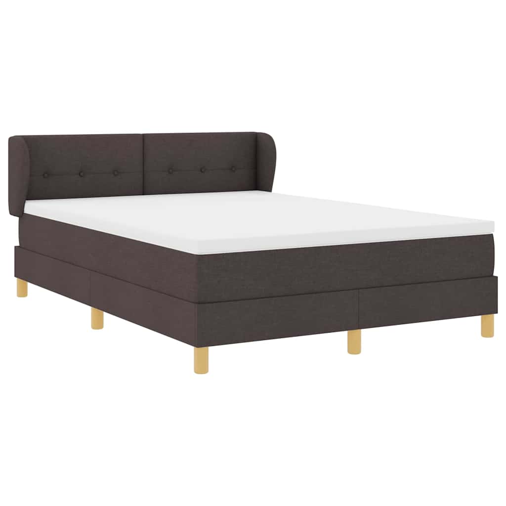 Box spring seng med hovedgærde Mørk Brun 140 x 190 cm Stof
