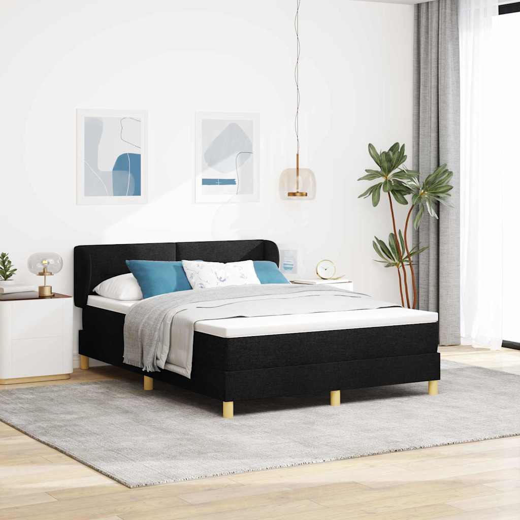 Box spring seng med hovedgærde Sort 160 x 200 cm Stof