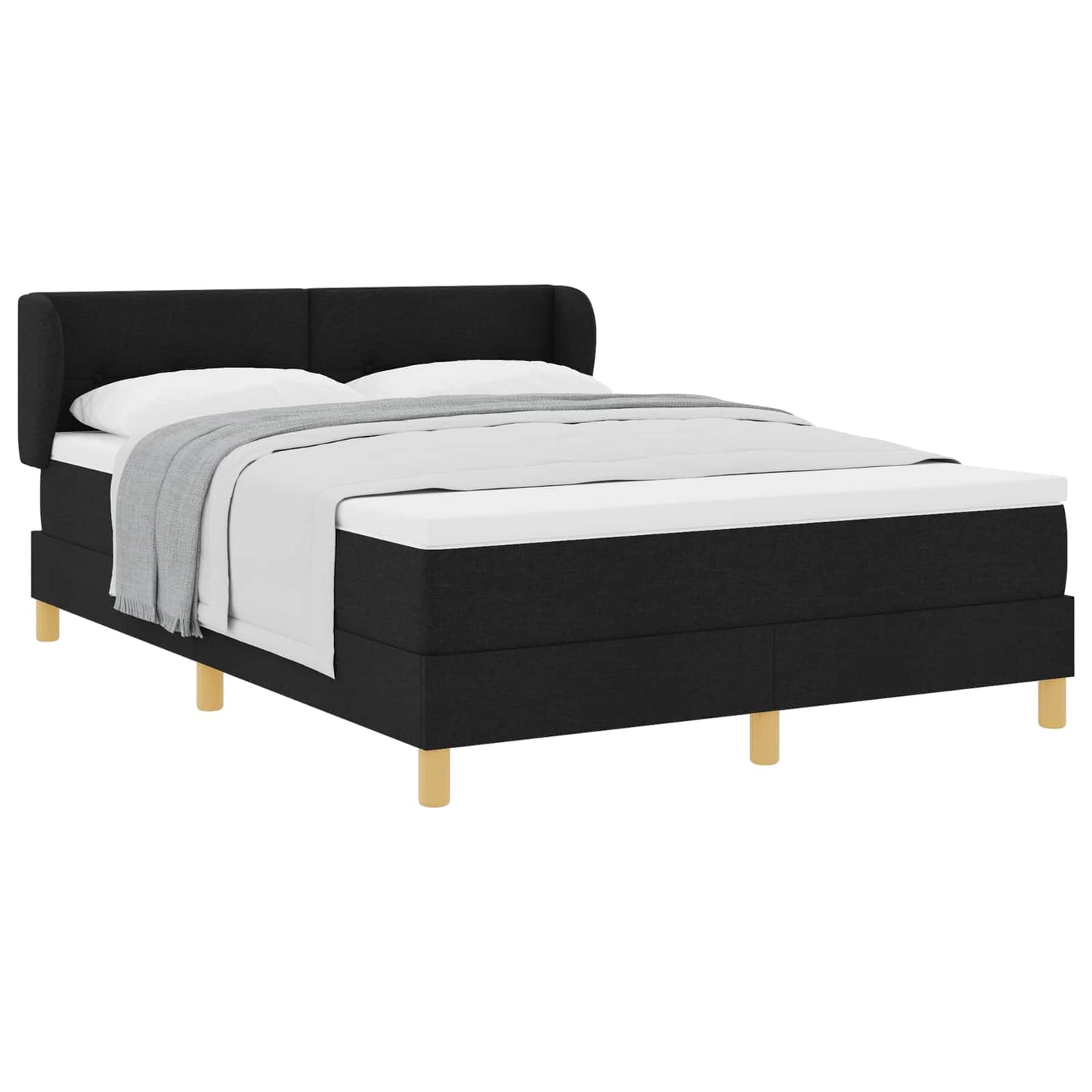 Box spring seng med hovedgærde Sort 160 x 200 cm Stof