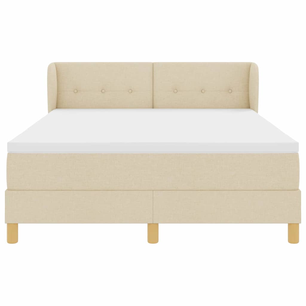 Box spring seng med hovedgærde Creme 160 x 200 cm Stof